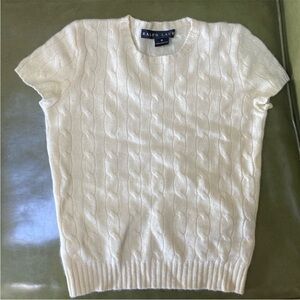 Ralph Lauren 100% Cashmere Sweater Short Sleeve Cable Knit